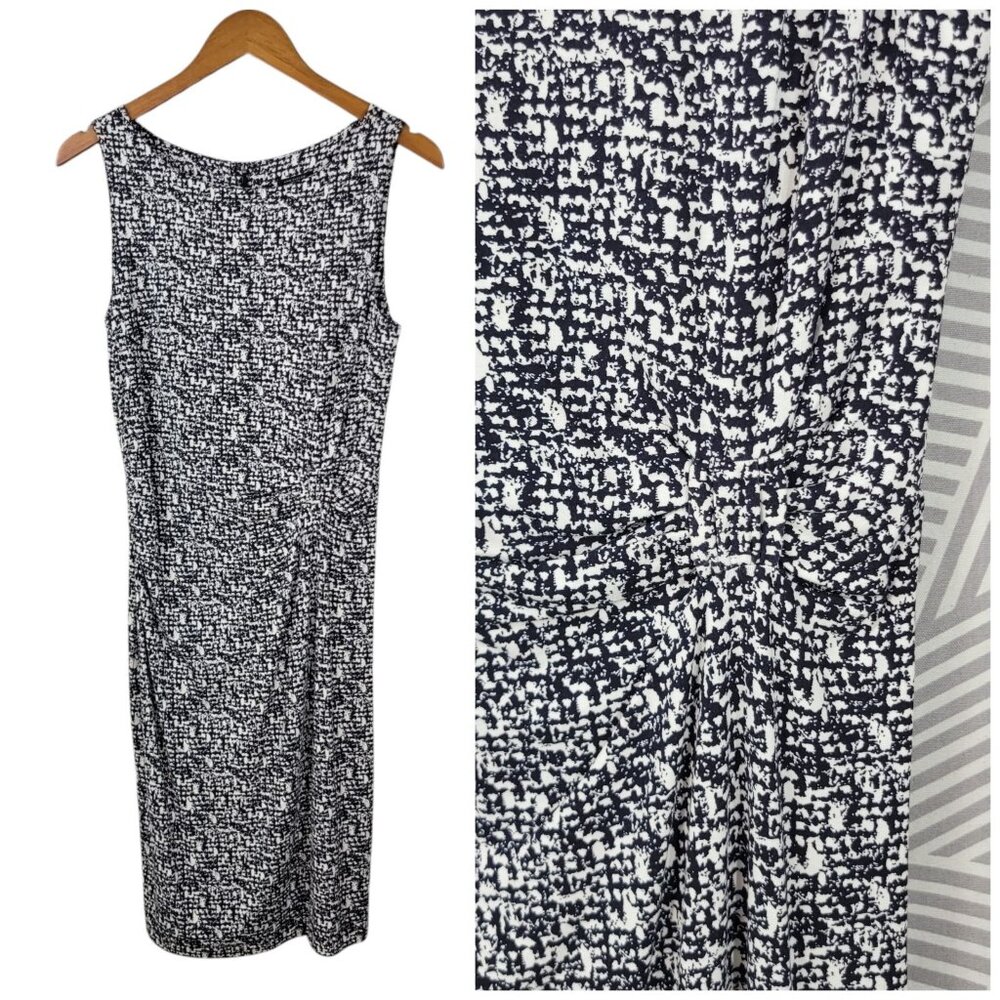 Ann Taylor Sheath Dress Size 4 Ruched Waist Event Stretch Geometric Career